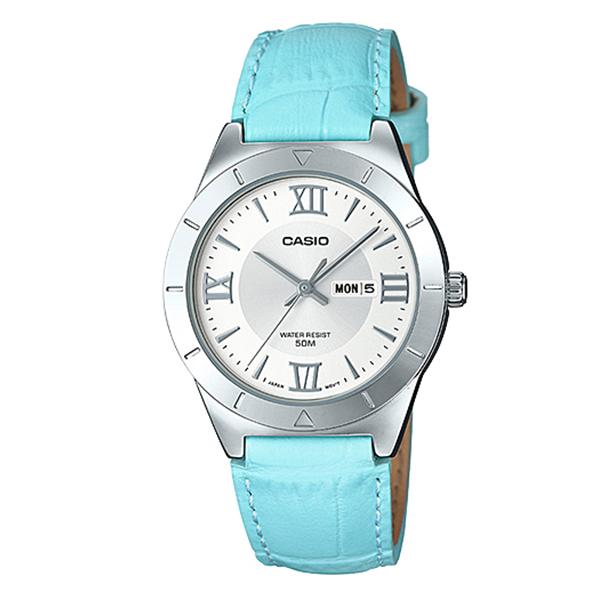 Casio Ladies' Standard Analog Blue Leather Strap Watch LTP1410L-7A2 LTP-1410L-7A2 Watchspree