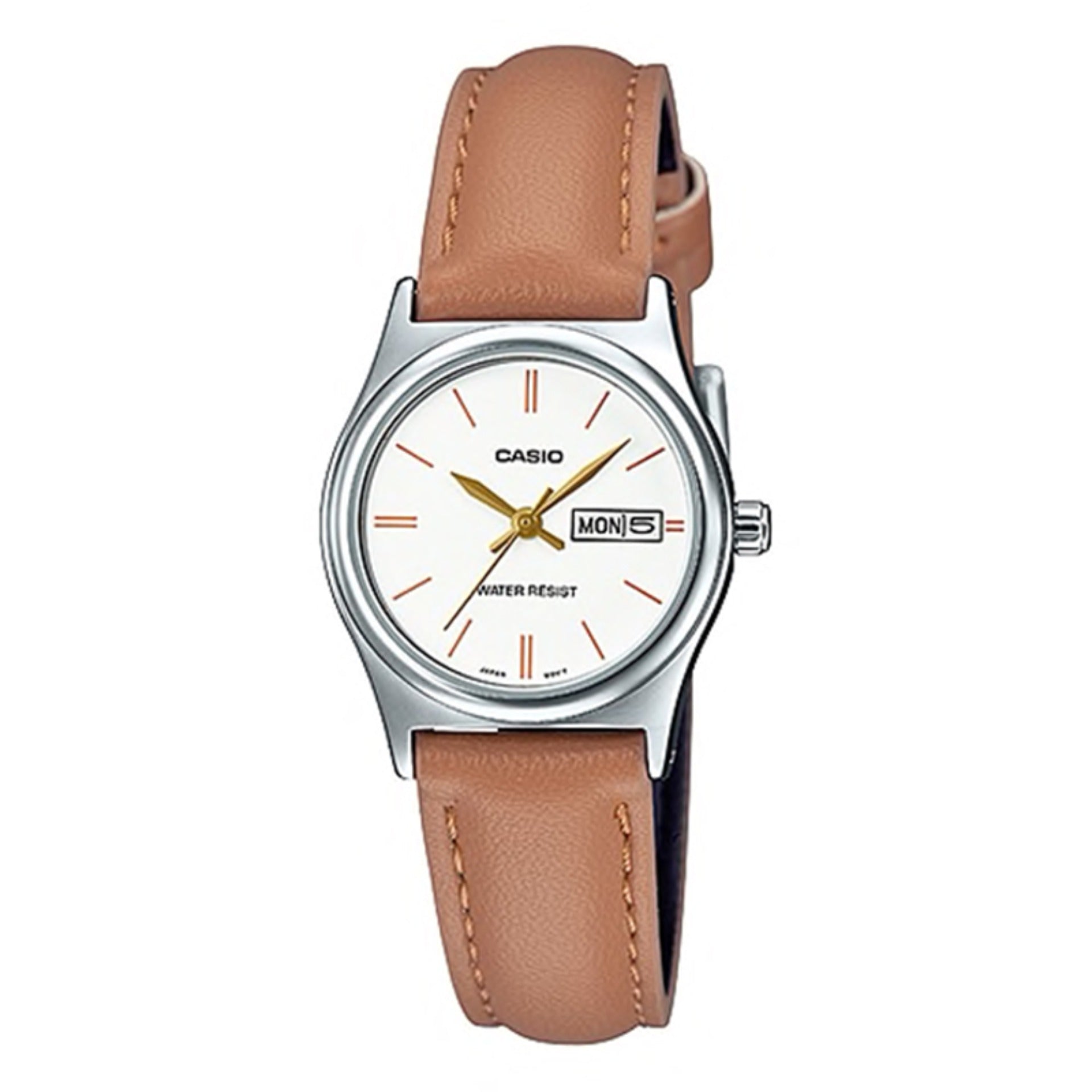 Casio Ladies' Standard Analog Brown Leather Strap Watch LTPV006L-7B2 LTP-V006L-7B2 Watchspree