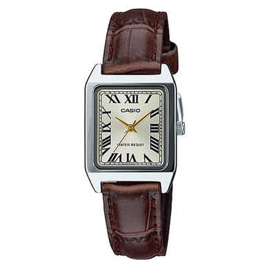 Casio Ladies' Standard Analog Brown Leather Strap Watch LTPV007L-9B LTP-V007L-9B Watchspree