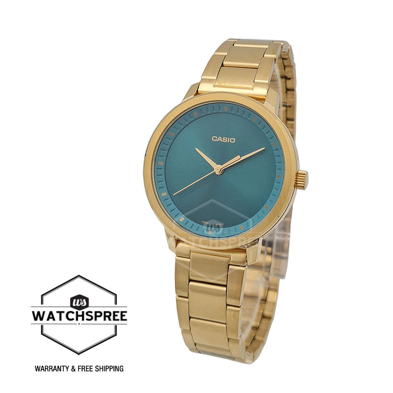 Casio Ladies' Standard Analog Gold Stainless Steel Band Watch LTPB115G-3E LTP-B115G-3E Watchspree