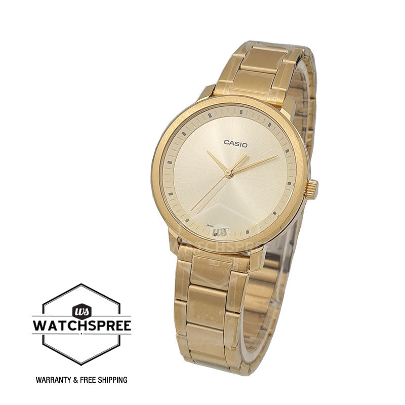 Casio Ladies' Standard Analog Gold Stainless Steel Band Watch LTPB115G-9E LTP-B115G-9E Watchspree
