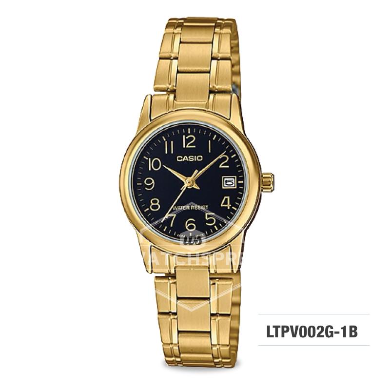 Casio Ladies' Standard Analog Gold Tone Stainless Steel Band Watch LTPV002G-1B LTP-V002G-1B Watchspree