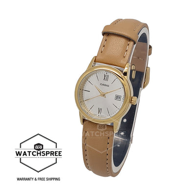 Casio Ladies' Standard Analog Light Brown Leather Strap Watch LTPV002GL-7B3 LTP-V002GL-7B3 Watchspree