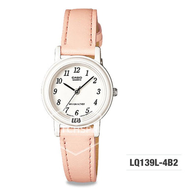 Casio Ladies' Standard Analog Orange Leather Strap Watch LQ139L-4B2 LQ-139L-4B2 Watchspree