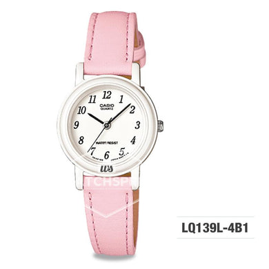 Casio Ladies' Standard Analog Pink Leather Strap Watch LQ139L-4B1 LQ-139L-4B1 Watchspree