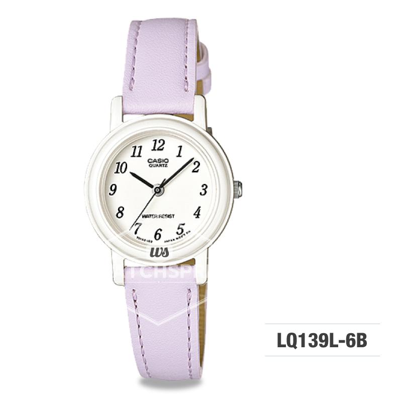 Casio Ladies' Standard Analog Purple Leather Strap Watch LQ139L-6B LQ-139L-6B Watchspree