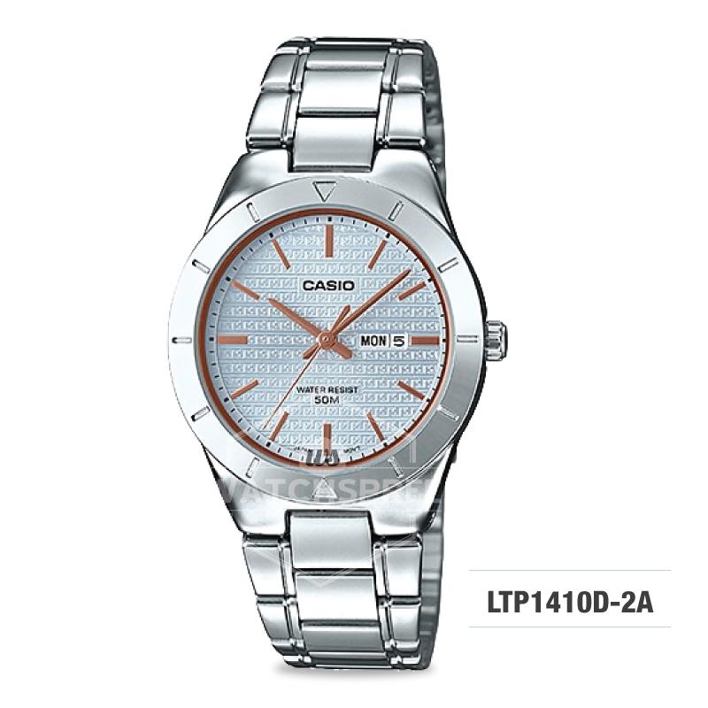 Casio Ladies' Standard Analog Silver Stainless Steel Band Watch LTP1410D-2A LTP-1410D-2A Watchspree