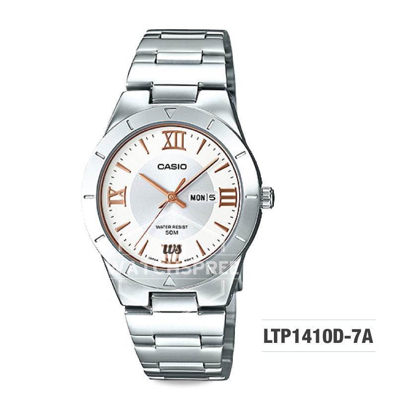Casio Ladies' Standard Analog Silver Stainless Steel Band Watch LTP1410D-7A LTP-1410D-7A Watchspree
