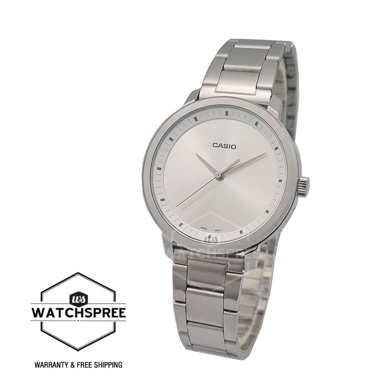 Casio Ladies' Standard Analog Silver Stainless Steel Band Watch LTPB115D-7E LTP-B115D-7E Watchspree