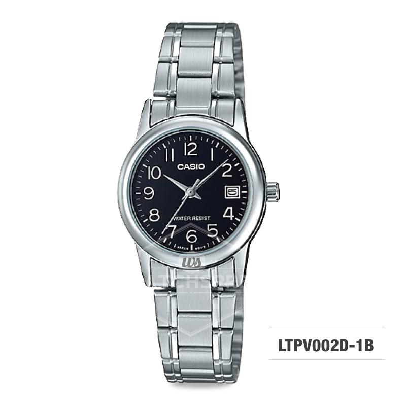 Casio Ladies' Standard Analog Silver Stainless Steel Band Watch LTPV002D-1B LTP-V002D-1B Watchspree