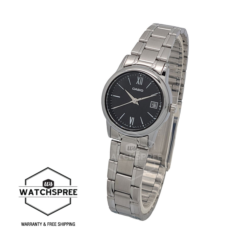 Casio Ladies' Standard Analog Silver Stainless Steel Band Watch LTPV002D-1B3 LTP-V002D-1B3 Watchspree