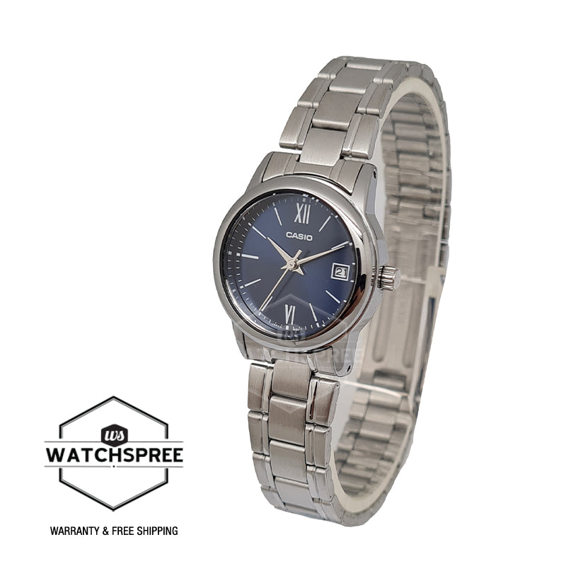Casio Ladies' Standard Analog Silver Stainless Steel Band Watch LTPV002D-2B3 LTP-V002D-2B3 Watchspree
