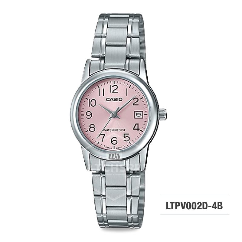 Casio Ladies' Standard Analog Silver Stainless Steel Band Watch LTPV002D-4B LTP-V002D-4B Watchspree