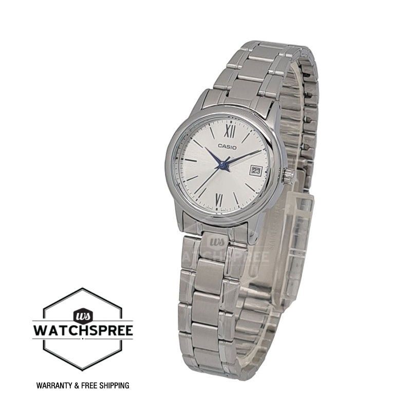 Casio Ladies' Standard Analog Silver Stainless Steel Band Watch LTPV002D-7B3 LTP-V002D-7B3 Watchspree