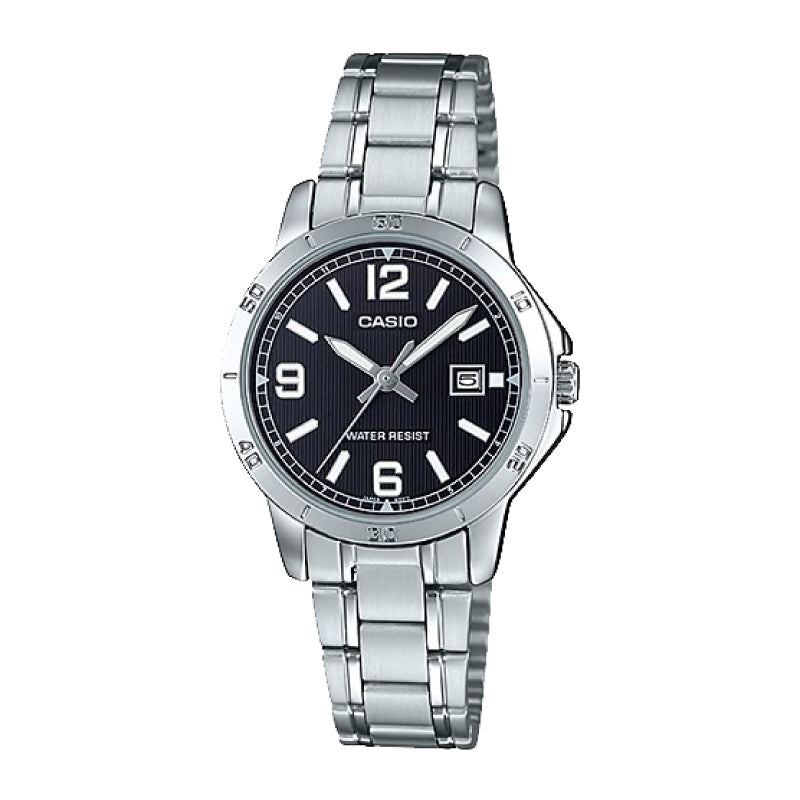 Casio Ladies' Standard Analog Silver Stainless Steel Band Watch LTPV004D-1B2 LTP-V004D-1B2 Watchspree