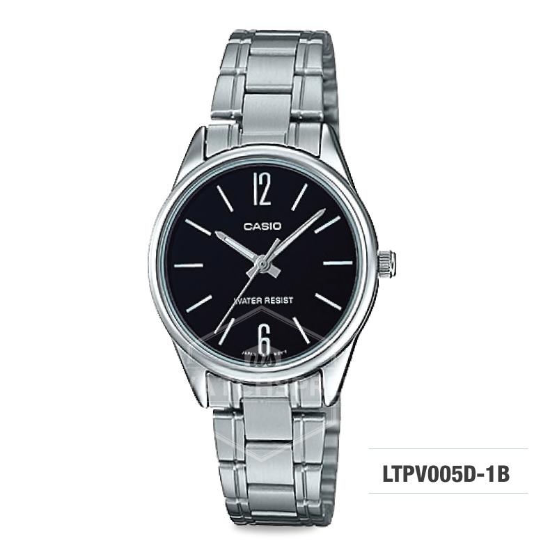 Casio Ladies' Standard Analog Silver Stainless Steel Band Watch LTPV005D-1B LTP-V005D-1B Watchspree