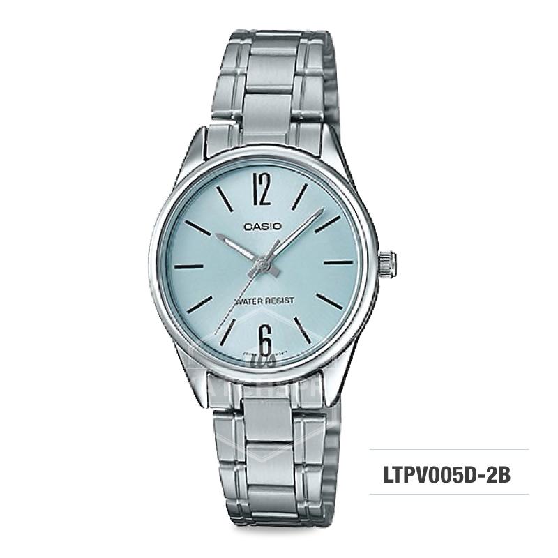 Casio Ladies' Standard Analog Silver Stainless Steel Band Watch LTPV005D-2B LTP-V005D-2B Watchspree