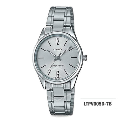 Casio Ladies' Standard Analog Silver Stainless Steel Band Watch LTPV005D-7B LTP-V005D-7B Watchspree