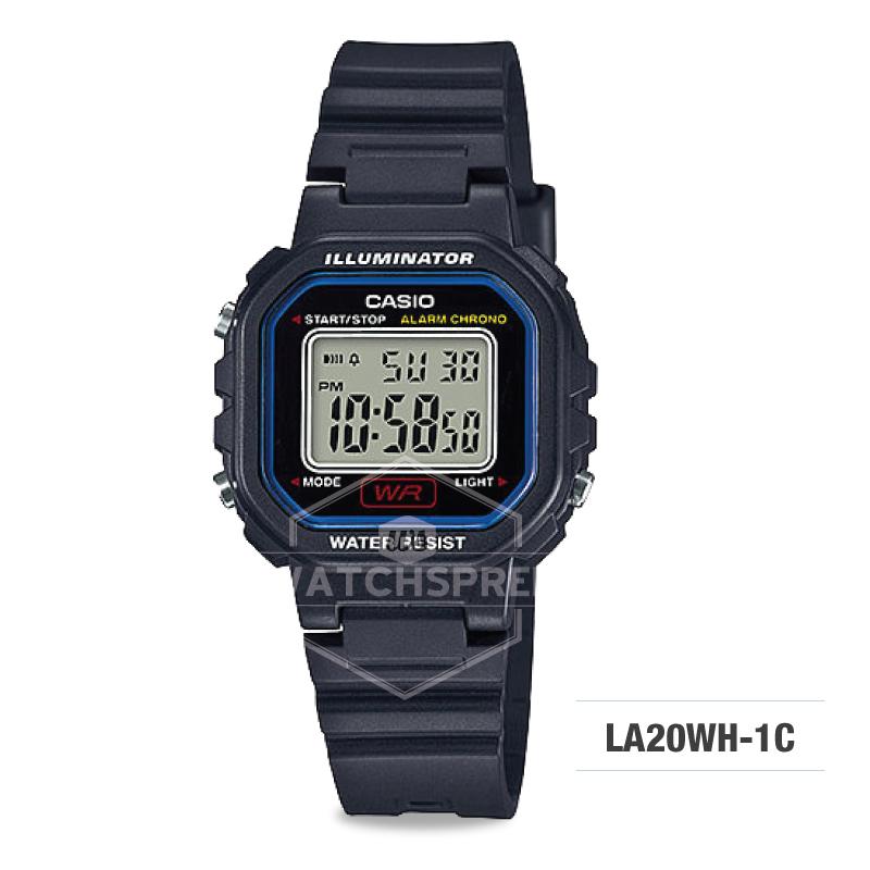 Casio Ladies' Standard Digital Black Resin Band Watch LA20WH-1C LA-20WH-1C Watchspree