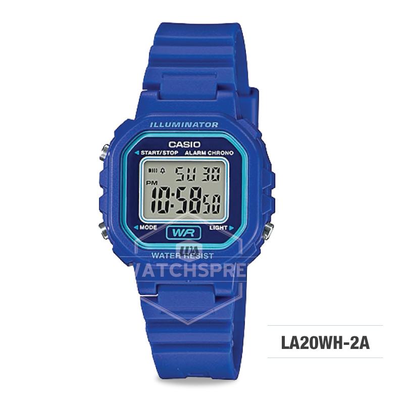 Casio Ladies' Standard Digital Blue Resin Band Watch LA20WH-2A LA-20WH-2A Watchspree