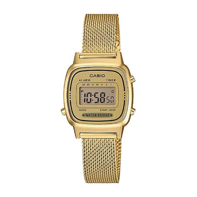 Casio Ladies' Vintage Standard Digital Gold Tone Mesh Band Watch LA670WEMY-9D LA-670WEMY-9D Watchspree
