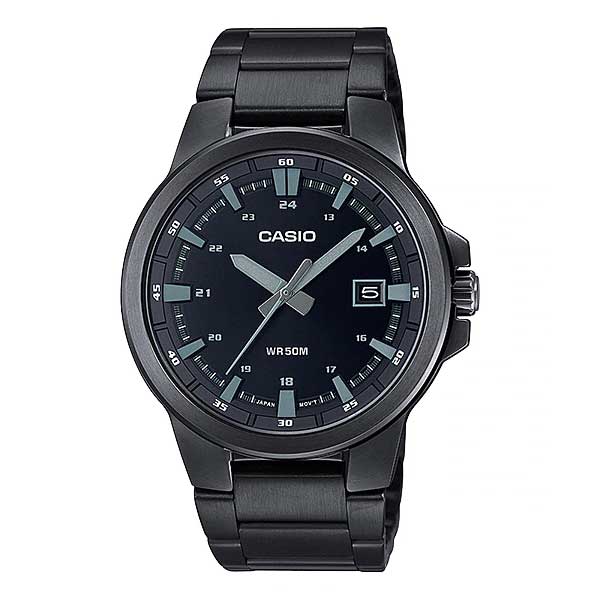 Casio Men's Analog Black Ion Plated Stainless Steel Band Watch MTPE173B-1A MTP-E173B-1A Watchspree