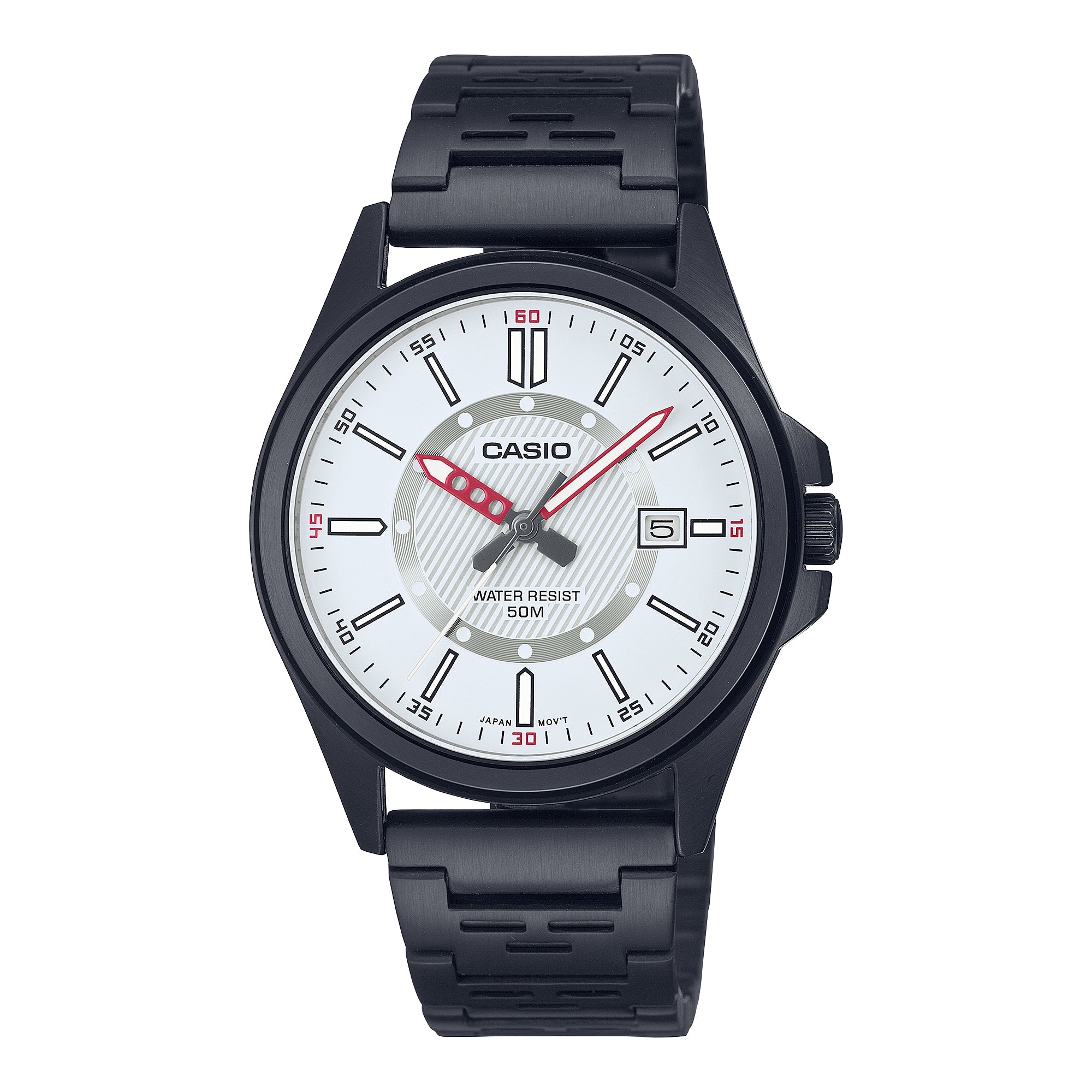 Casio Men's Analog Black Ion Plated Stainless Steel Band Watch MTPE700B-7E MTP-E700B-7E Watchspree