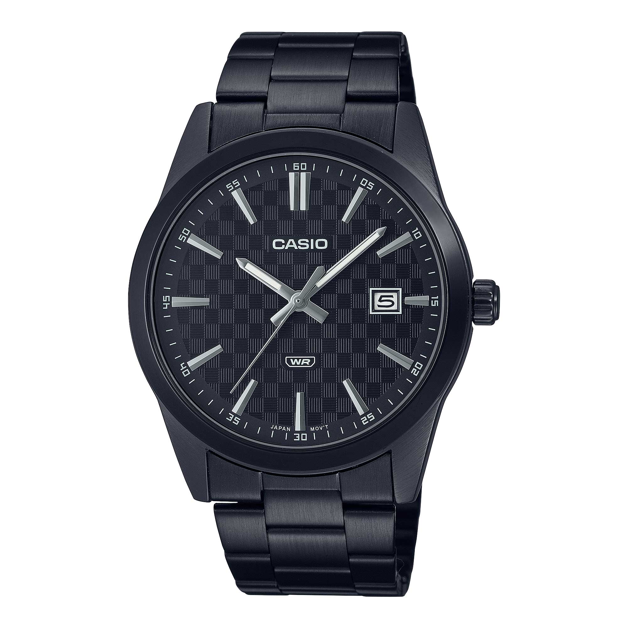 Casio Men's Analog Black Ion Plated Stainless Steel Band Watch MTPVD03B-1A MTP-VD03B-1A Watchspree