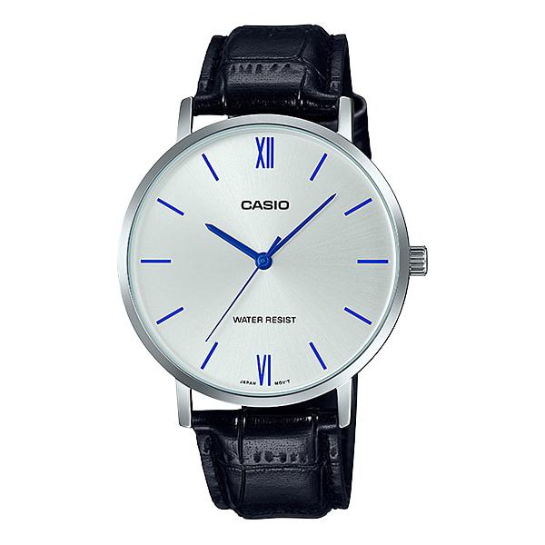 Casio Men's Analog Black Leather Band Watch MTPVT01L-7B1 MTP-VT01L-7B1 Watchspree