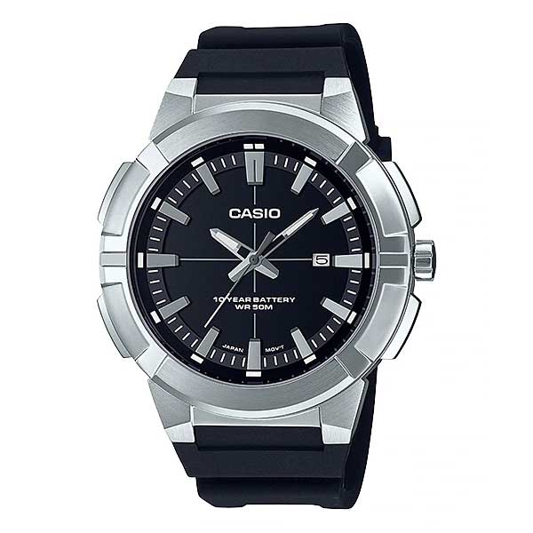 Casio Men's Analog Black Resin Band Watch MTPE172-1A MTP-E172-1A Watchspree