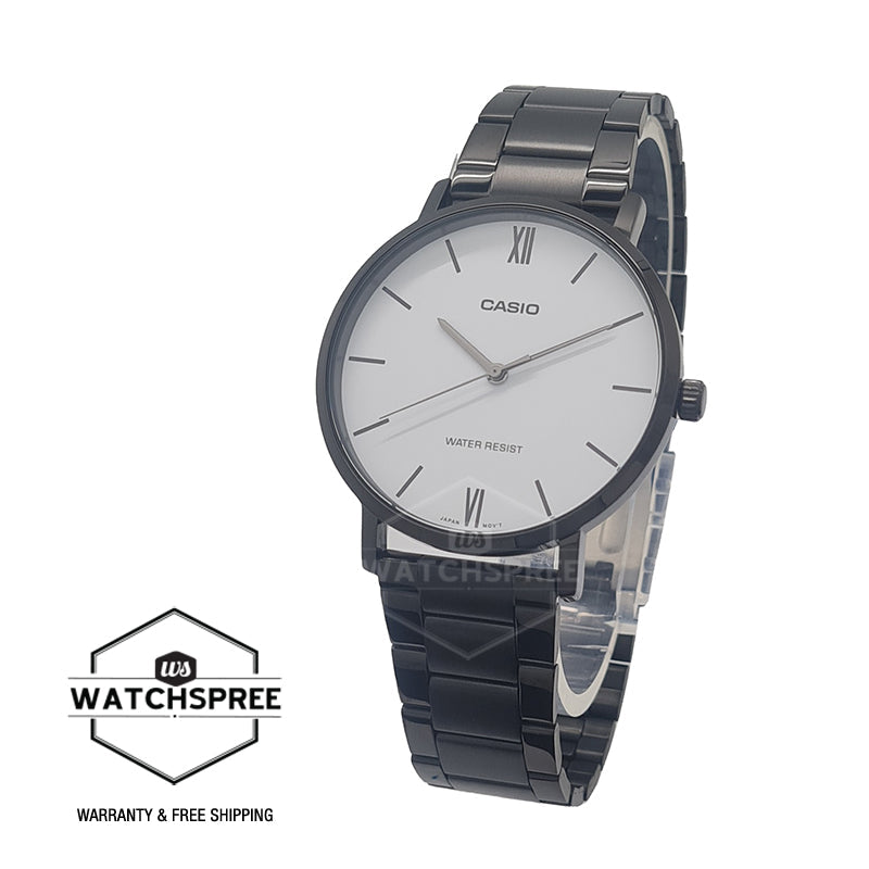 Casio Men's Analog Black Stainless Steel Band Watch MTPVT01B-7B MTP-VT01B-7B Watchspree