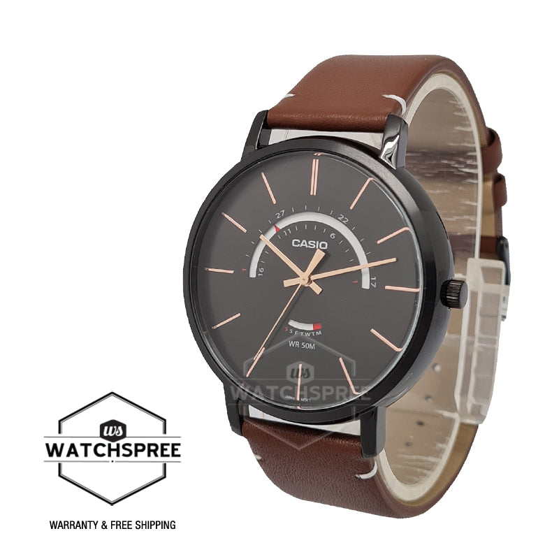 Casio Men's Analog Brown Leather Strap Watch MTPB105BL-1A MTP-B105BL-1A Watchspree