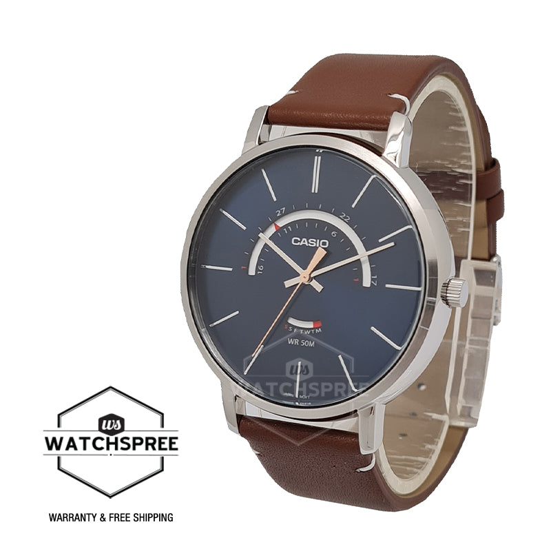 Casio Men's Analog Brown Leather Strap Watch MTPB105L-2A MTP-B105L-2A Watchspree