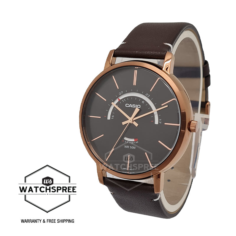 Casio Men's Analog Brown Leather Strap Watch MTPB105RL-1A MTP-B105RL-1A Watchspree