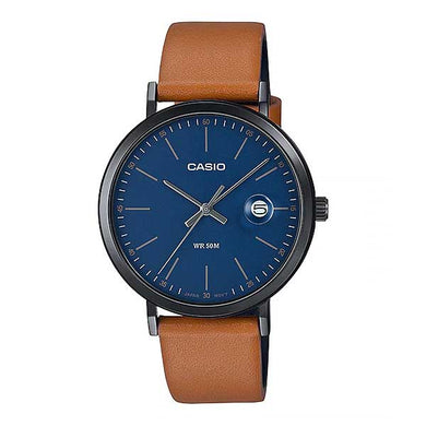 Casio Men's Analog Brown Leather Strap Watch MTPE175BL-2E MTP-E175BL-2E Watchspree