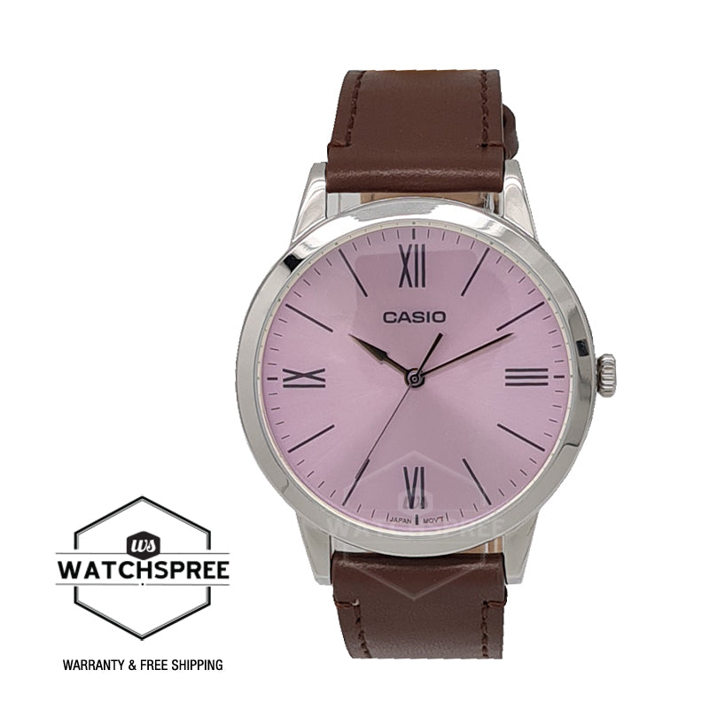 Casio Men's Analog Brown Leather Strap Watch MTPE600L-5B MTP-E600L-5B Watchspree