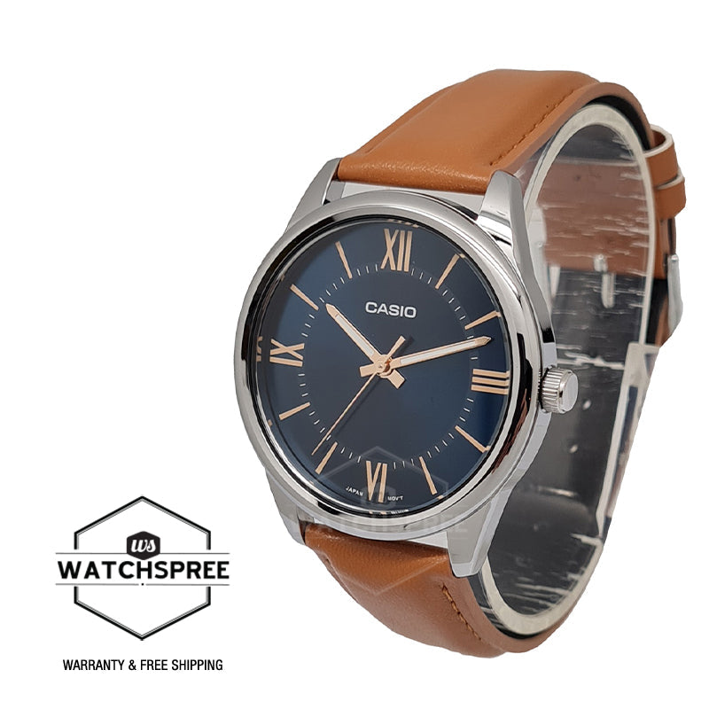 Casio Men's Analog Brown Leather Strap Watch MTPV005L-2B5 MTP-V005L-2B5 Watchspree