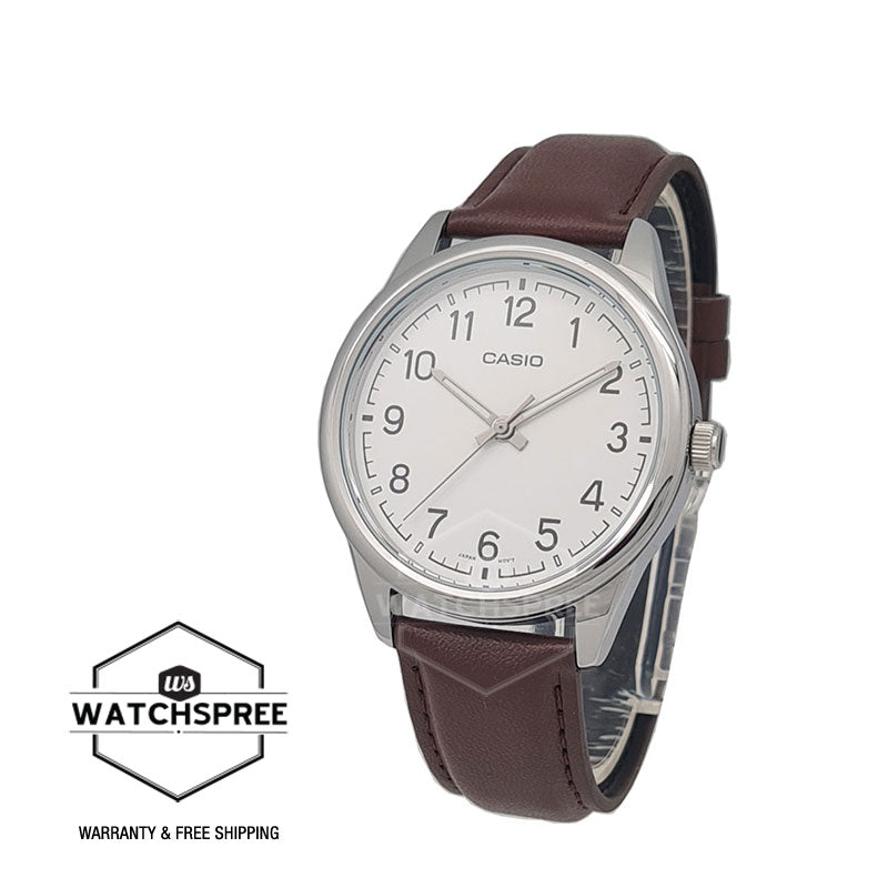 Casio Men's Analog Brown Leather Strap Watch MTPV005L-7B4 MTP-V005L-7B4 Watchspree