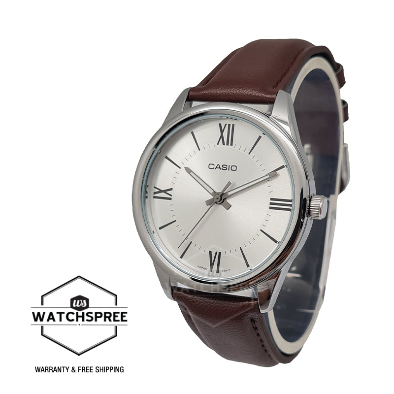 Casio Men's Analog Brown Leather Strap Watch MTPV005L-7B5 MTP-V005L-7B5 Watchspree