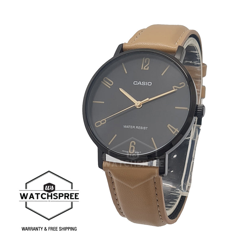 Casio Men's Analog Brown Leather Strap Watch MTPVT01BL-1B MTP-VT01BL-1B Watchspree