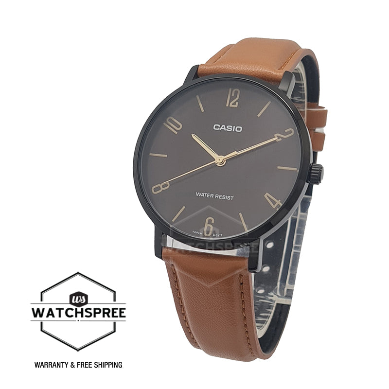 Casio Men's Analog Brown Leather Strap Watch MTPVT01BL-5B MTP-VT01BL-5B Watchspree