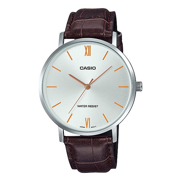 Casio Men's Analog Dark Brown Leather Band Watch MTPVT01L-7B2 MTP-VT01L-7B2 Watchspree