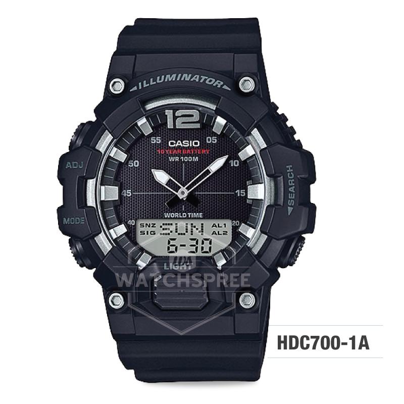 Casio Men's Analog-Digital Combination Black Resin Band Watch HDC700-1A HDC-700-1A Watchspree