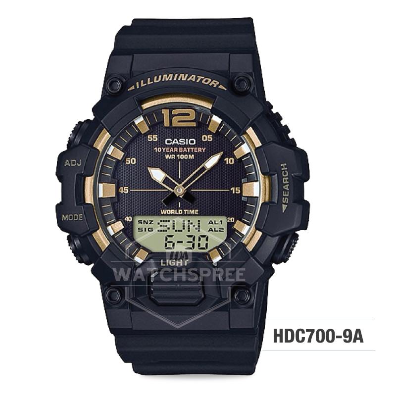Casio Men's Analog-Digital Combination Black Resin Band Watch HDC700-9A HDC-700-9A Watchspree