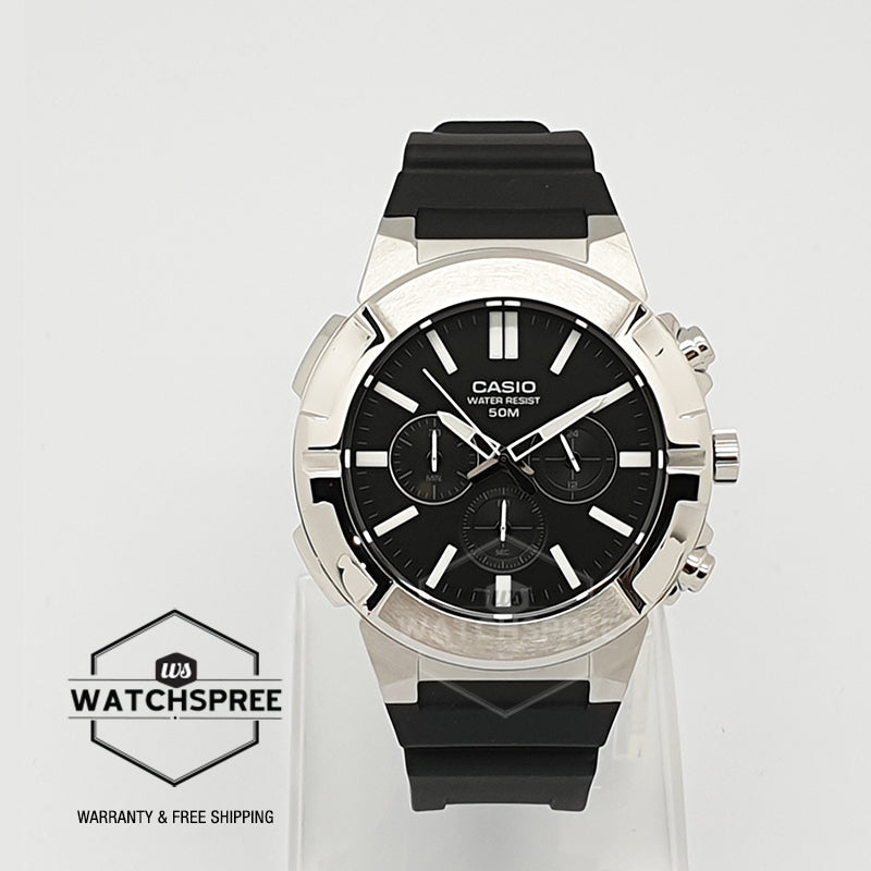 Casio Men's Analog Multi Hands Black Resin Band Watch MTPE500-1A MTP-E500-1A Watchspree