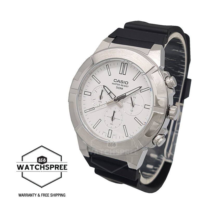 Casio Men's Analog Multi Hands Black Resin Band Watch MTPE500-7A MTP-E500-7A Watchspree