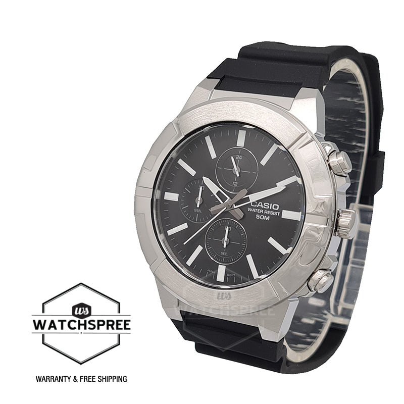 Casio Men's Analog Multi Hands Black Resin Band Watch MTPE501-1A MTP-E501-1A Watchspree
