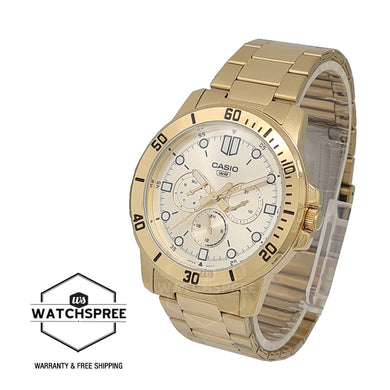 Casio Men's Analog Multi Hands Gold Tone Stainless Steel Band Watch MTPVD300G-9E MTP-VD300G-9E Watchspree