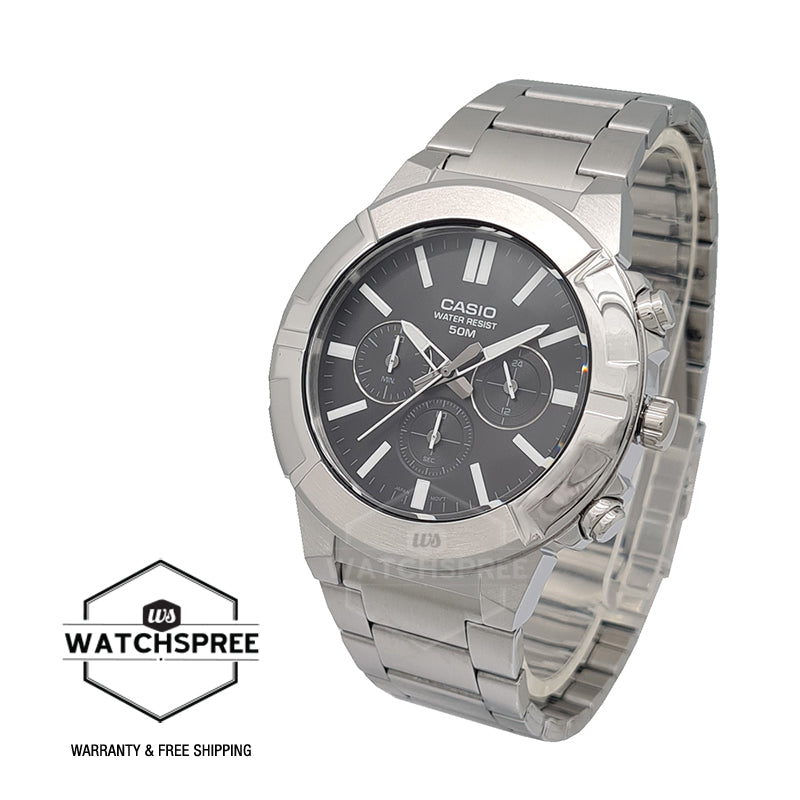 Casio Men's Analog Multi Hands Stainless Steel Band Watch MTPE500D-1A MTP-E500D-1A Watchspree