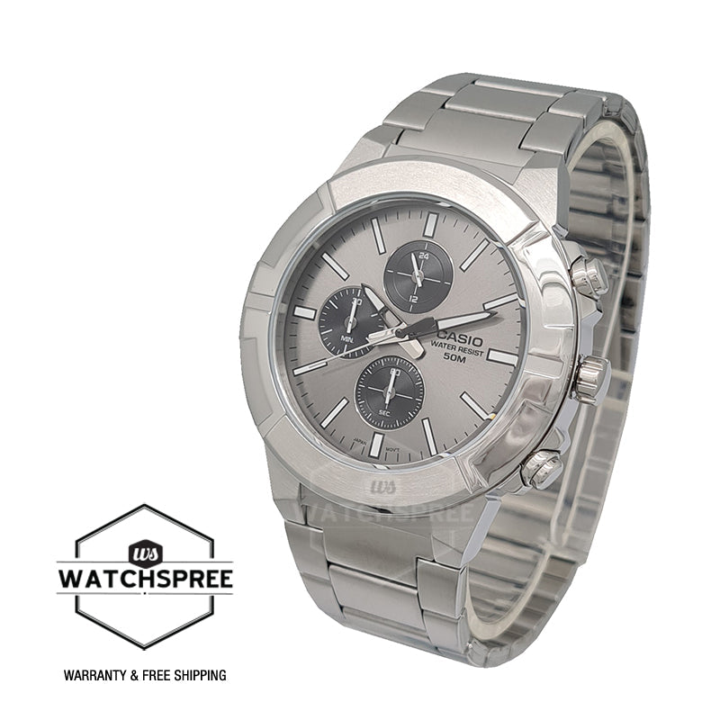 Casio Men's Analog Multi Hands Stainless Steel Band Watch MTPE501D-8A MTP-E501D-8A Watchspree